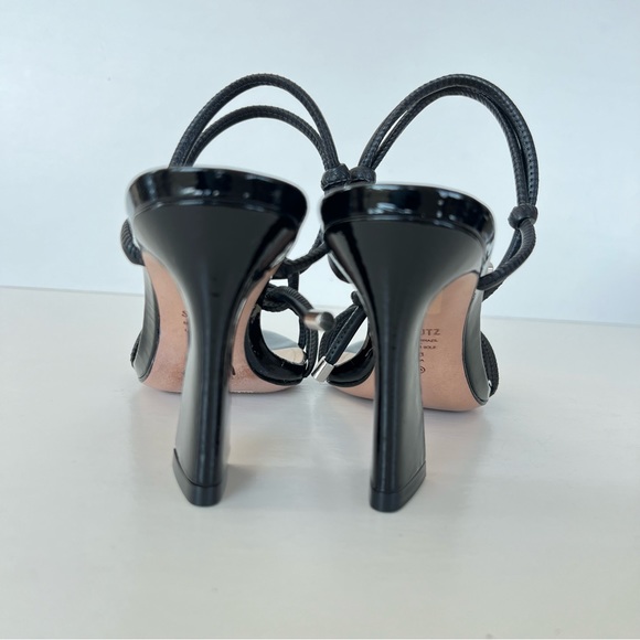 SCHUTZ Paikea Black Stappy Leather Open Toe Ankle Tie Strap Heel Sandal SZ 9 B - Picture 8 of 12